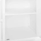 Îlot de cuisine Crosley Cutler 42 po avec plateau en faux marbre et tabourets à dossier en X Blanc/Gris : Moulure perlée, armoire de rangement, placage en bois