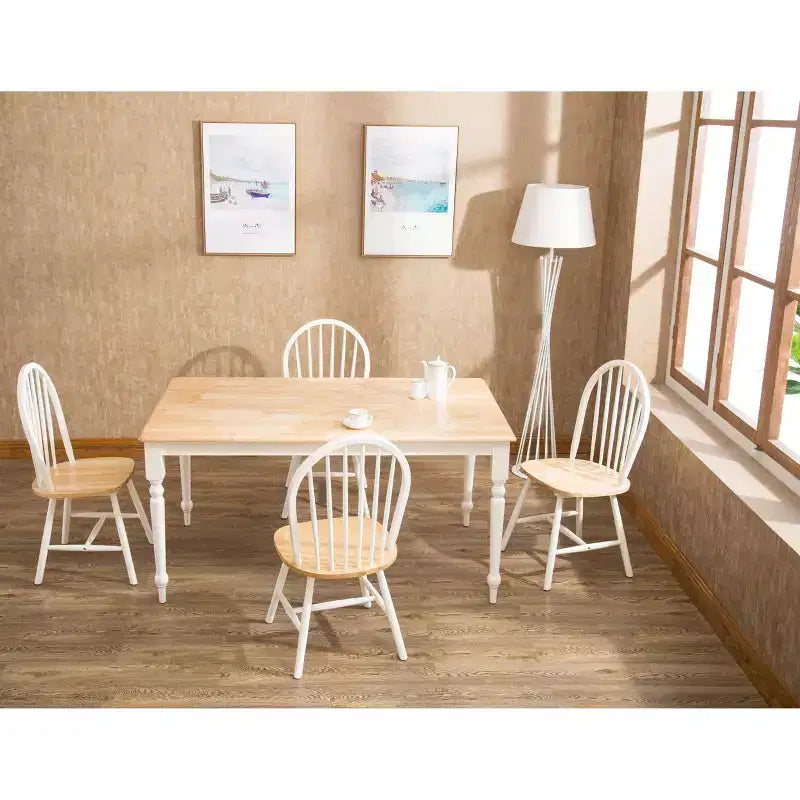 Table de salle à manger Bois/Marron/Blanc - Boraam : Structure en hévéa, 6 places, rectangulaire, piètement à 4 pieds, 152,4 cm de longueur, 91,44 cm de largeur