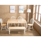 Table de salle à manger Bois/Marron/Blanc - Boraam : Structure en hévéa, 6 places, rectangulaire, piètement à 4 pieds, 152,4 cm de longueur, 91,44 cm de largeur