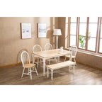 Table de salle à manger Bois/Marron/Blanc - Boraam : Structure en hévéa, 6 places, rectangulaire, piètement à 4 pieds, 152,4 cm de longueur, 91,44 cm de largeur