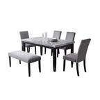 6pc Napoli 64" Marble Top Dining Set Gray - Steve Silver Co.