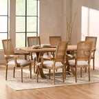 Ensemble de salle à manger extensible 7 pièces en bois et rotin Maria style campagnard français, couleur naturelle/beige - Christopher Knight Home