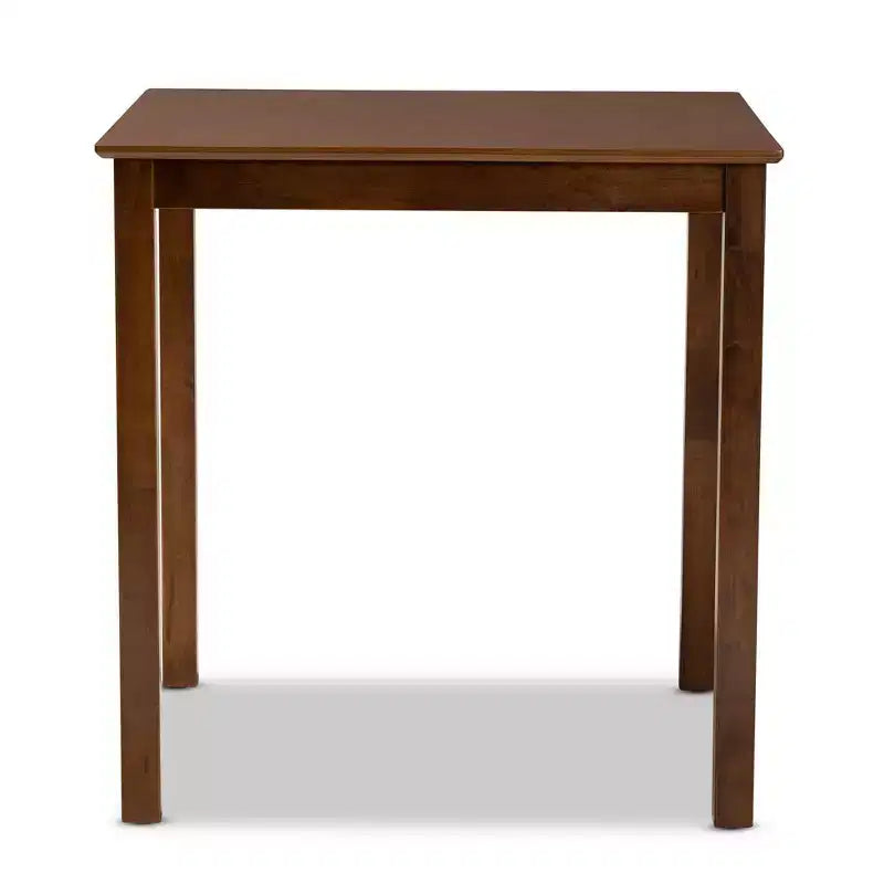 Table de pub Lenoir Wood Square à hauteur de comptoir Noyer - Baxton Studio : Mobilier de cuisine et de bar moderne pour 4