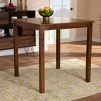 Table de pub Lenoir Wood Square à hauteur de comptoir Noyer - Baxton Studio : Mobilier de cuisine et de bar moderne pour 4