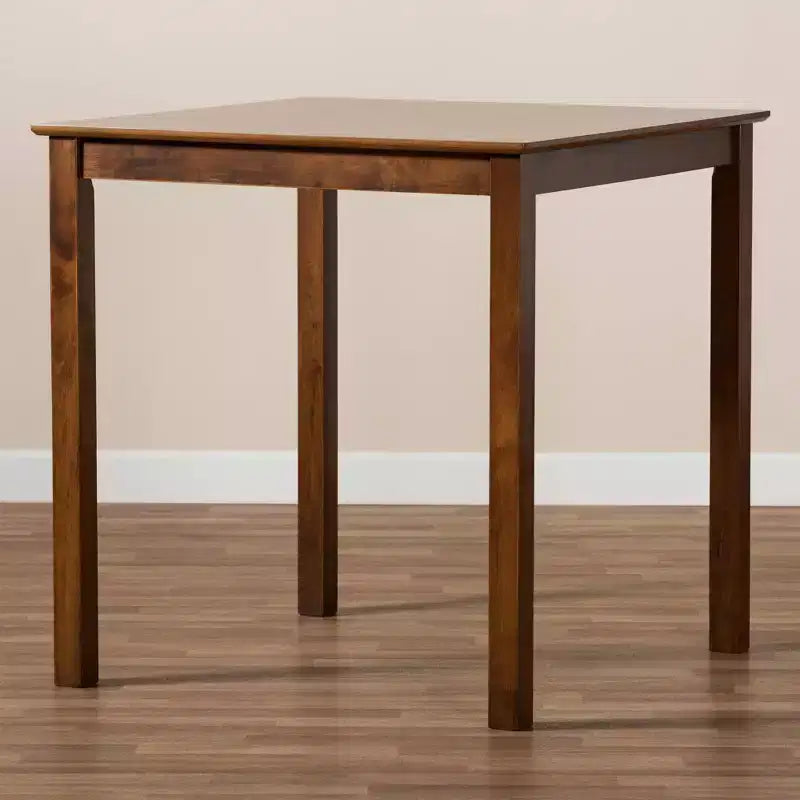 Table de pub Lenoir Wood Square à hauteur de comptoir Noyer - Baxton Studio : Mobilier de cuisine et de bar moderne pour 4