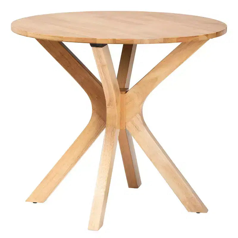 Baxton Studio 34" Wide Kenji Wood Round Dining Table Natural Brown: Rubberwood, Seats 4