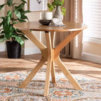 Baxton Studio Kenji Table de salle à manger ronde en bois brun naturel, 34 po de large : hévéa, 4 places