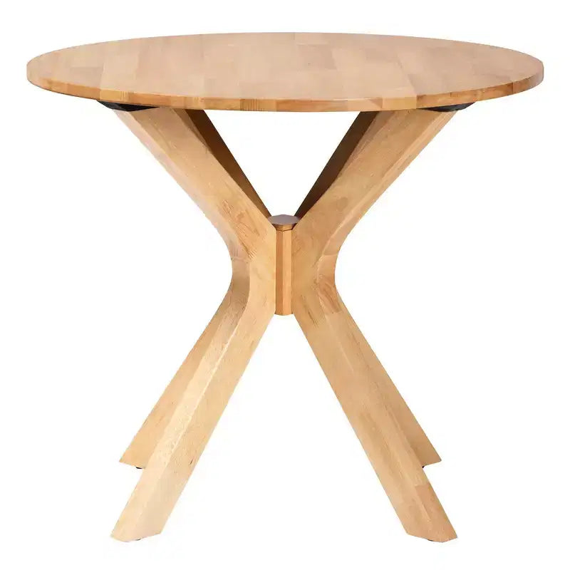 Baxton Studio Kenji Table de salle à manger ronde en bois brun naturel, 34 po de large : hévéa, 4 places