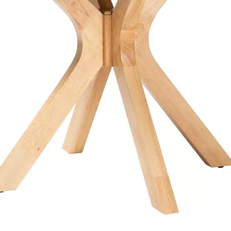 Baxton Studio Kenji Table de salle à manger ronde en bois brun naturel, 34 po de large : hévéa, 4 places