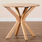 Baxton Studio Kenji Table de salle à manger ronde en bois brun naturel, 34 po de large : hévéa, 4 places