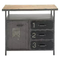 Olivia & May Metal Utility Cabinet with Wood Top Steel Gray: Industrial Style, Iron Frame, 3 Drawers, 2 Doors, No Assembly Required