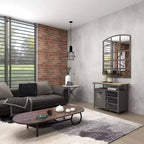 Meuble de rangement utilitaire en métal Olivia & May avec plateau en bois gris acier : Style industriel, cadre en fer, 3 tiroirs, 2 portes, aucun assemblage requis