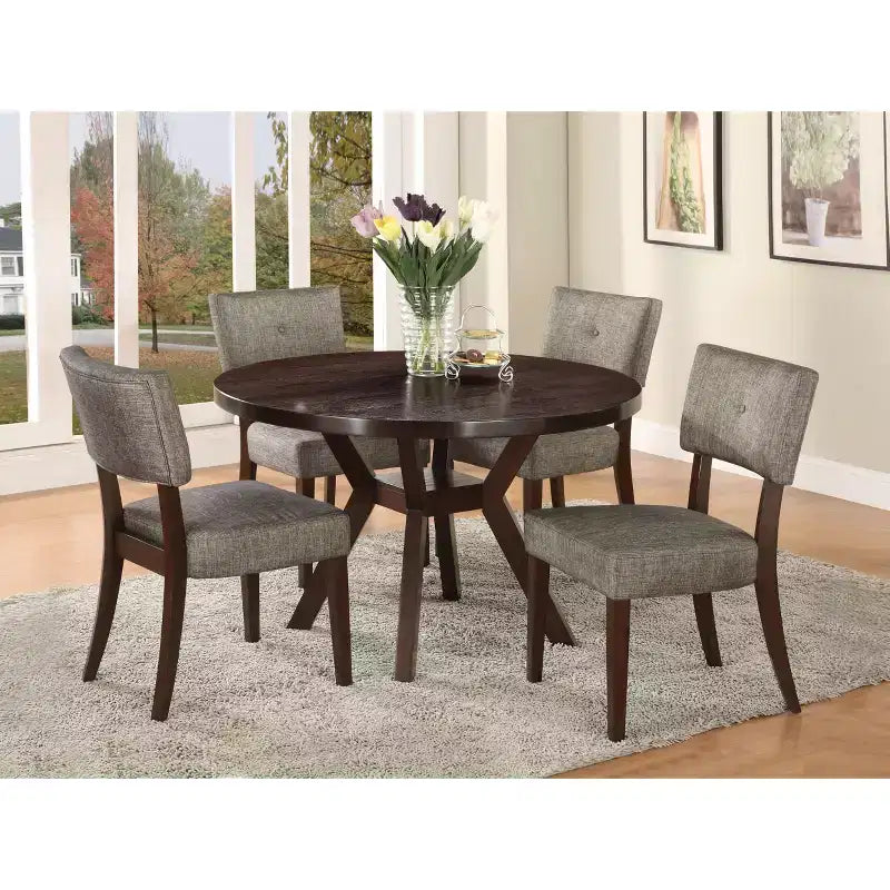 Table à manger Drake Bois/Espresso - Acme Furniture : Pieds évasés, Étagère inférieure, 4 places