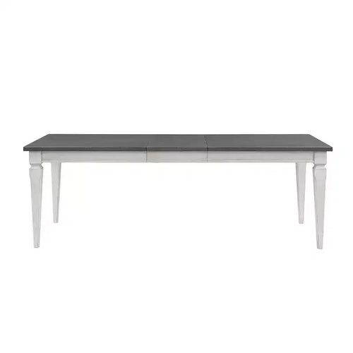 90" Katia Dining Table Rustic Gray and Weathered White Finish - Acme Furniture: Extendable, Seats 8