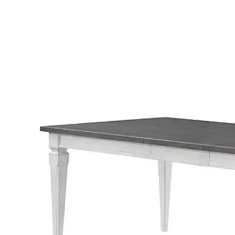 Table à manger Katia 90 po, fini gris rustique et blanc vieilli - Acme Furniture : extensible, 8 places