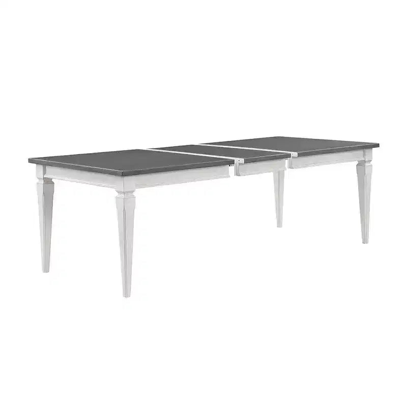 Table à manger Katia 90 po, fini gris rustique et blanc vieilli - Acme Furniture : extensible, 8 places