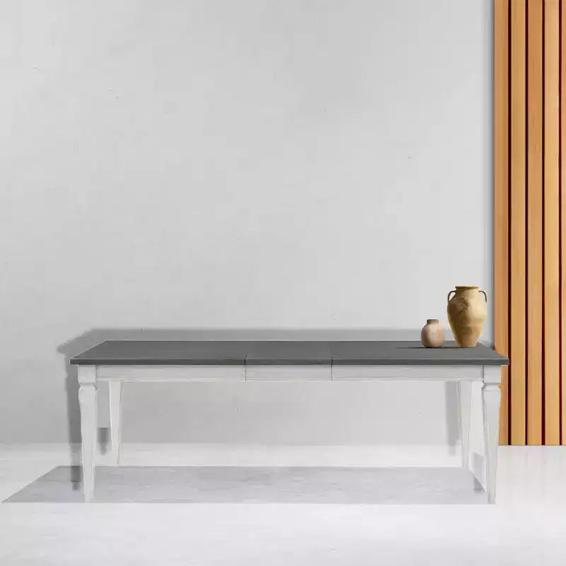 Table à manger Katia 90 po, fini gris rustique et blanc vieilli - Acme Furniture : extensible, 8 places