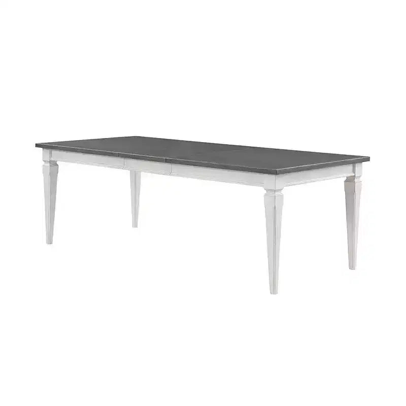 Table à manger Katia 90 po, fini gris rustique et blanc vieilli - Acme Furniture : extensible, 8 places