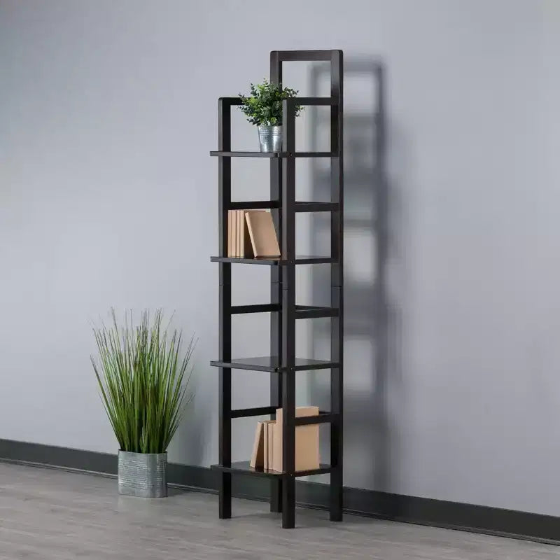 Étagère de cuisine Aiden Narrow Bakers Rack Coffee - Winsome Wood : 4 niveaux de rangement, finition bois laqué, étagères fixes