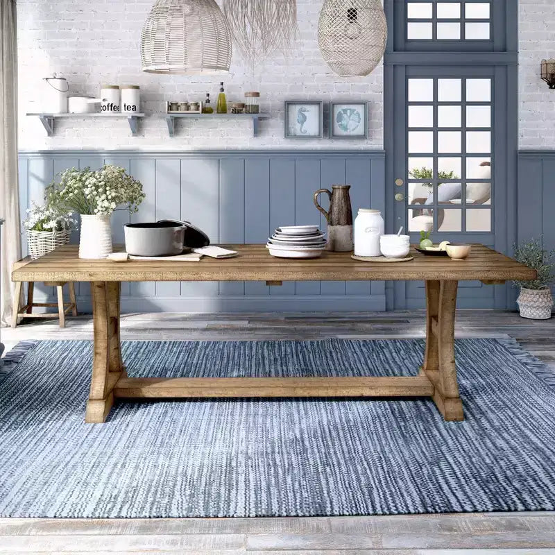 Table à manger Shelia en pin massif Pin rustique - HOMES: Inside + Out : Design à tréteaux robuste, 8 places