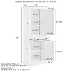 Meuble de rangement blanc Shoreline - Crosley : Étagères réglables, Rangement, Structure en MDF, 4 Portes, 1 Tiroir, 5 Étagères, Meuble de cuisine
