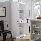 Meuble de rangement blanc Shoreline - Crosley : Étagères réglables, Rangement, Structure en MDF, 4 Portes, 1 Tiroir, 5 Étagères, Meuble de cuisine