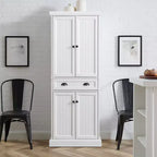 Meuble de rangement blanc Shoreline - Crosley : Étagères réglables, Rangement, Structure en MDF, 4 Portes, 1 Tiroir, 5 Étagères, Meuble de cuisine