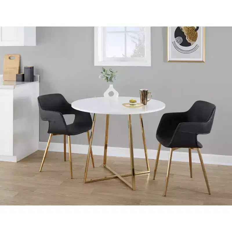 Table de salle à manger LumiSource Cosmo MDF Or/Blanc