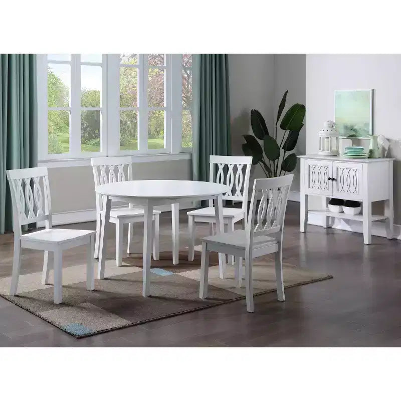 Table à manger escamotable Steve Silver Co. Naples Blanc : extensible, peu encombrante, certifiée CSA, 4 places
