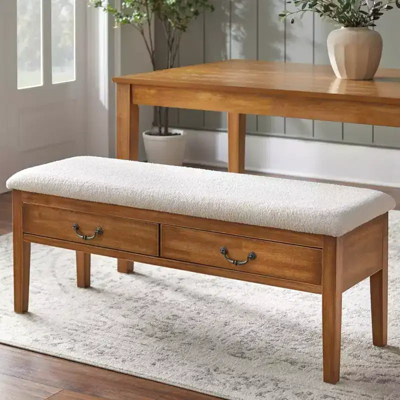 Banc de ferme Lifestorey Palmer avec rangement en chêne antique