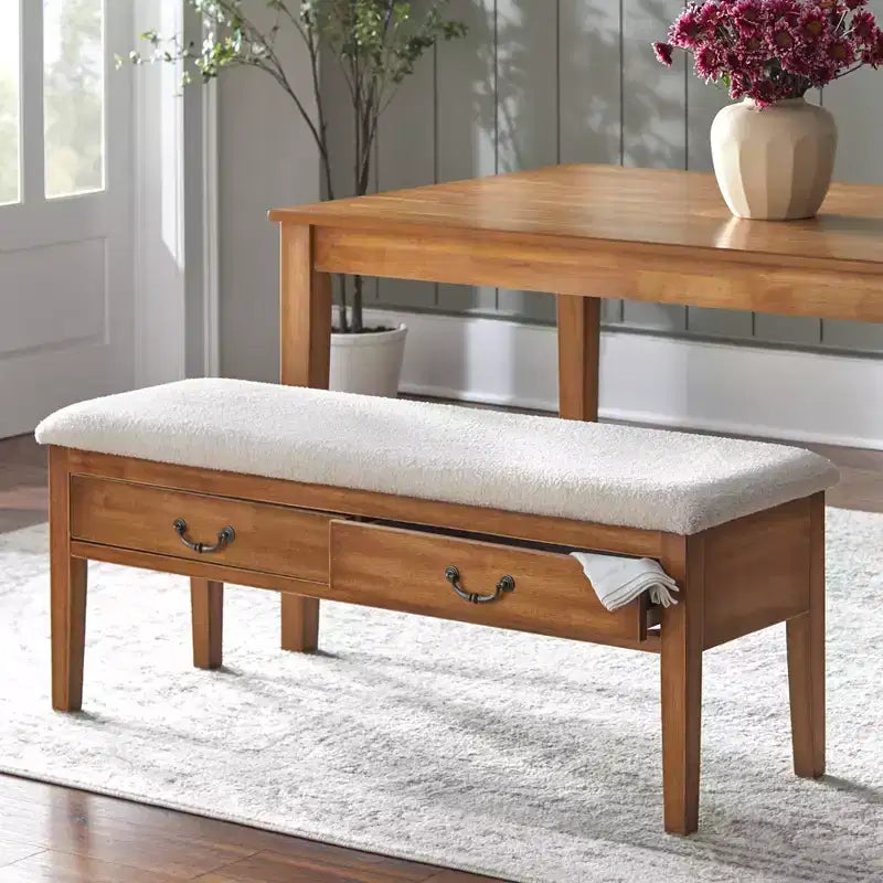 Banc de ferme Lifestorey Palmer avec rangement en chêne antique