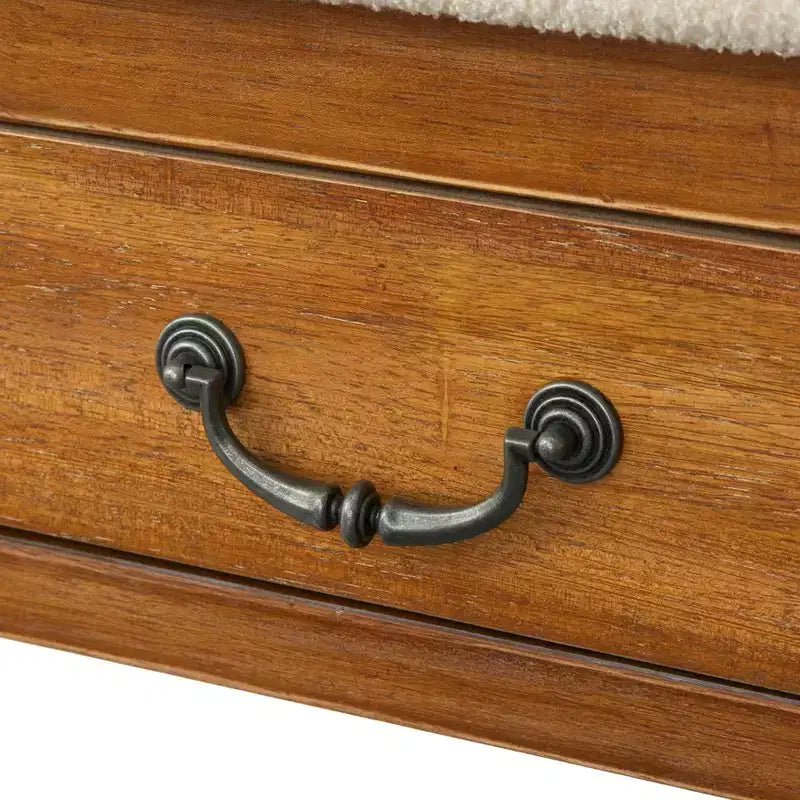 Banc de ferme Lifestorey Palmer avec rangement en chêne antique