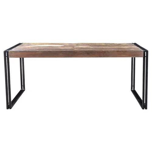 71" Old Reclaimed Wood Dining Table with Iron Legs Natural/Black - Timbergirl: Sturdy, Rustic, Non-Extension, Seats 6