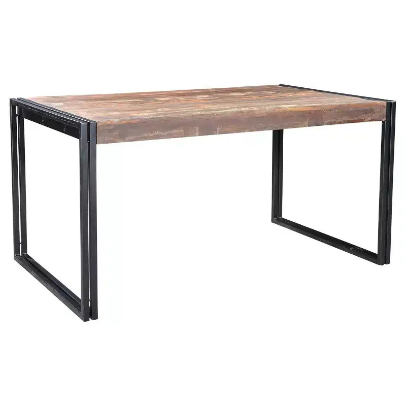 Table à manger 71" en vieux bois recyclé avec pieds en fer Naturel/Noir - Timbergirl : Robuste, Rustique, Non-extensible, 6 places