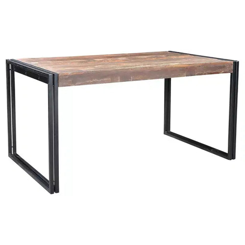 Table à manger 71" en vieux bois recyclé avec pieds en fer Naturel/Noir - Timbergirl : Robuste, Rustique, Non-extensible, 6 places