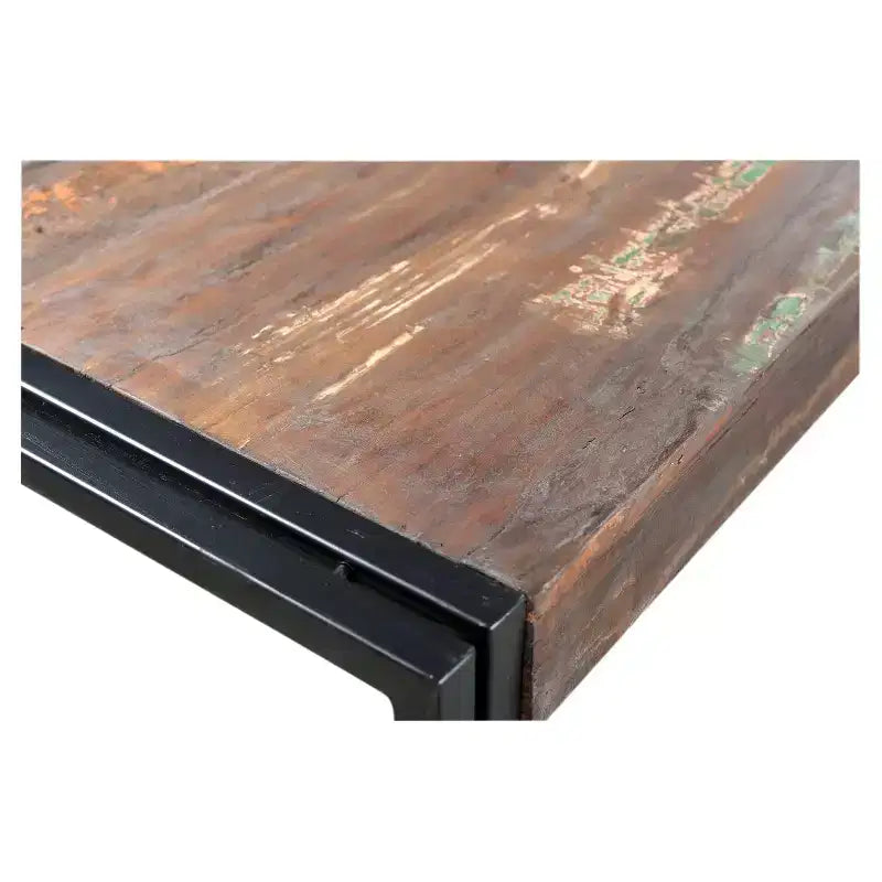 Table à manger 71" en vieux bois recyclé avec pieds en fer Naturel/Noir - Timbergirl : Robuste, Rustique, Non-extensible, 6 places