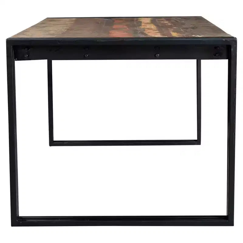 Table à manger 71" en vieux bois recyclé avec pieds en fer Naturel/Noir - Timbergirl : Robuste, Rustique, Non-extensible, 6 places