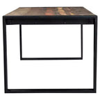 Table à manger 71" en vieux bois recyclé avec pieds en fer Naturel/Noir - Timbergirl : Robuste, Rustique, Non-extensible, 6 places