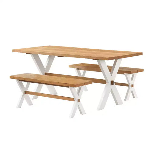 72" Chelsea Dining Table with 2 Benches Warm Cherry - Alaterre Furniture: Solid Birch, Seats 6