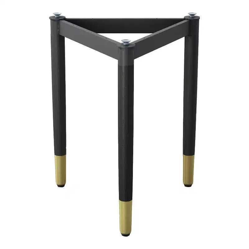 miBasics Shinesun Table d'appoint triangulaire moderne, piètement noir : 21,83 po de hauteur, métal et bois, conception à 3 pieds, assemblage requis