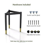 miBasics Shinesun Table d'appoint triangulaire moderne, piètement noir : 21,83 po de hauteur, métal et bois, conception à 3 pieds, assemblage requis