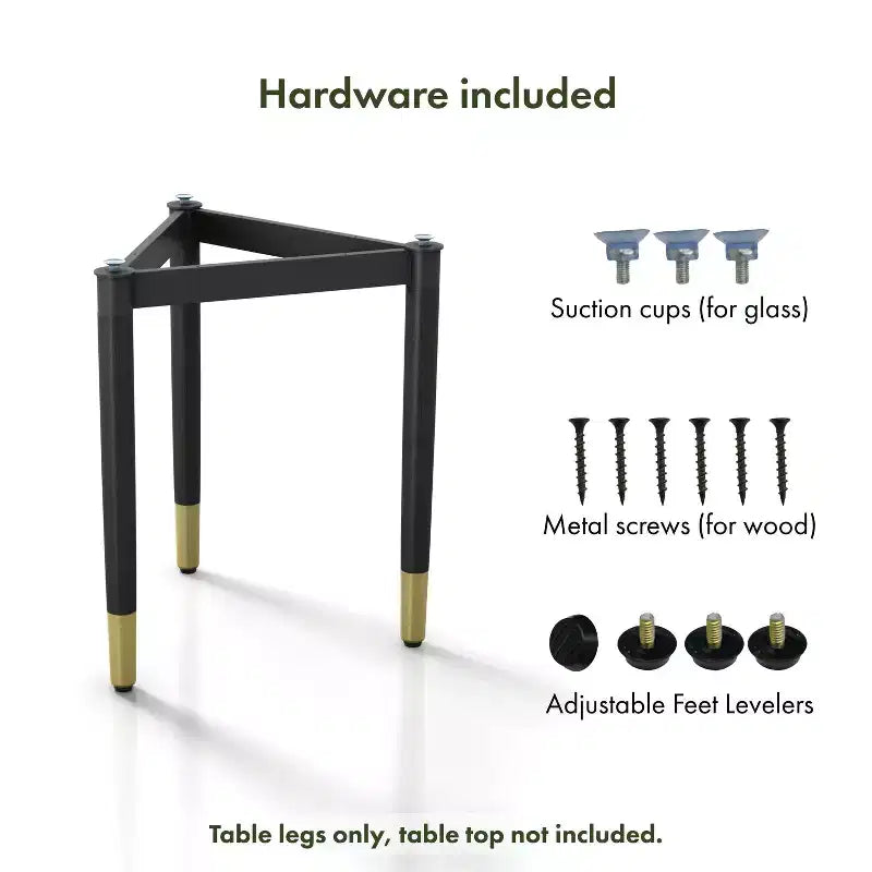 miBasics Shinesun Table d'appoint triangulaire moderne, piètement noir : 21,83 po de hauteur, métal et bois, conception à 3 pieds, assemblage requis