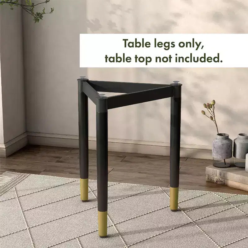miBasics Shinesun Table d'appoint triangulaire moderne, piètement noir : 21,83 po de hauteur, métal et bois, conception à 3 pieds, assemblage requis