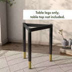 miBasics Shinesun Table d'appoint triangulaire moderne, piètement noir : 21,83 po de hauteur, métal et bois, conception à 3 pieds, assemblage requis