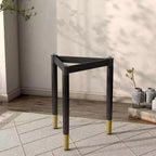 miBasics Shinesun Table d'appoint triangulaire moderne, piètement noir : 21,83 po de hauteur, métal et bois, conception à 3 pieds, assemblage requis