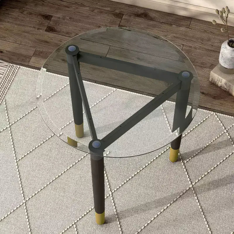 miBasics Shinesun Table d'appoint triangulaire moderne, piètement noir : 21,83 po de hauteur, métal et bois, conception à 3 pieds, assemblage requis