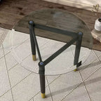 miBasics Shinesun Table d'appoint triangulaire moderne, piètement noir : 21,83 po de hauteur, métal et bois, conception à 3 pieds, assemblage requis
