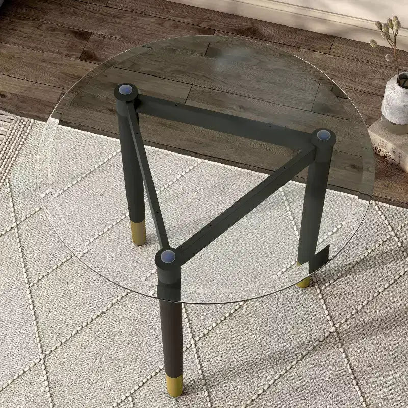miBasics Shinesun Table d'appoint triangulaire moderne, piètement noir : 21,83 po de hauteur, métal et bois, conception à 3 pieds, assemblage requis