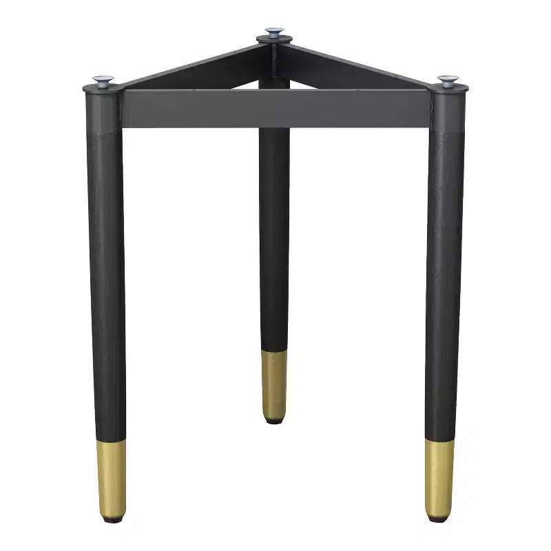 miBasics Shinesun Table d'appoint triangulaire moderne, piètement noir : 21,83 po de hauteur, métal et bois, conception à 3 pieds, assemblage requis