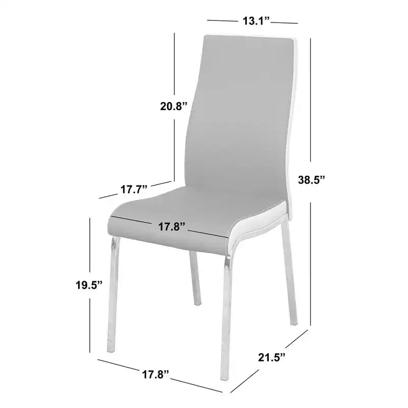 Ensemble de salle à manger rétro 5 pièces Buylateral Torrance avec chaises rembourrées dossier haut Blanc/Chrome/Gris